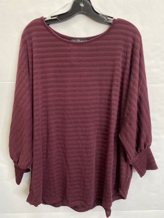 Purple Top 3/4 Sleeve Fred David, Size 2x