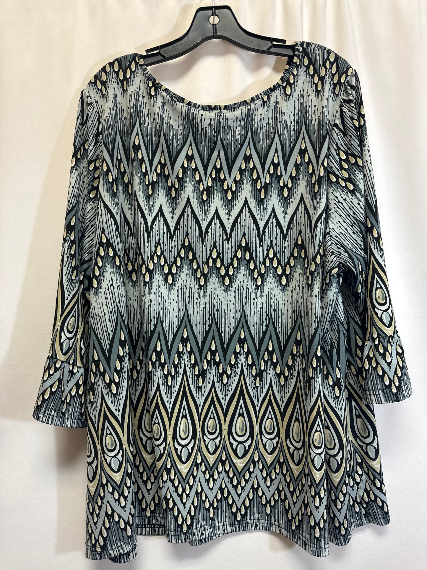 Grey Top 3/4 Sleeve Bob Mackie Qvc, Size 3x