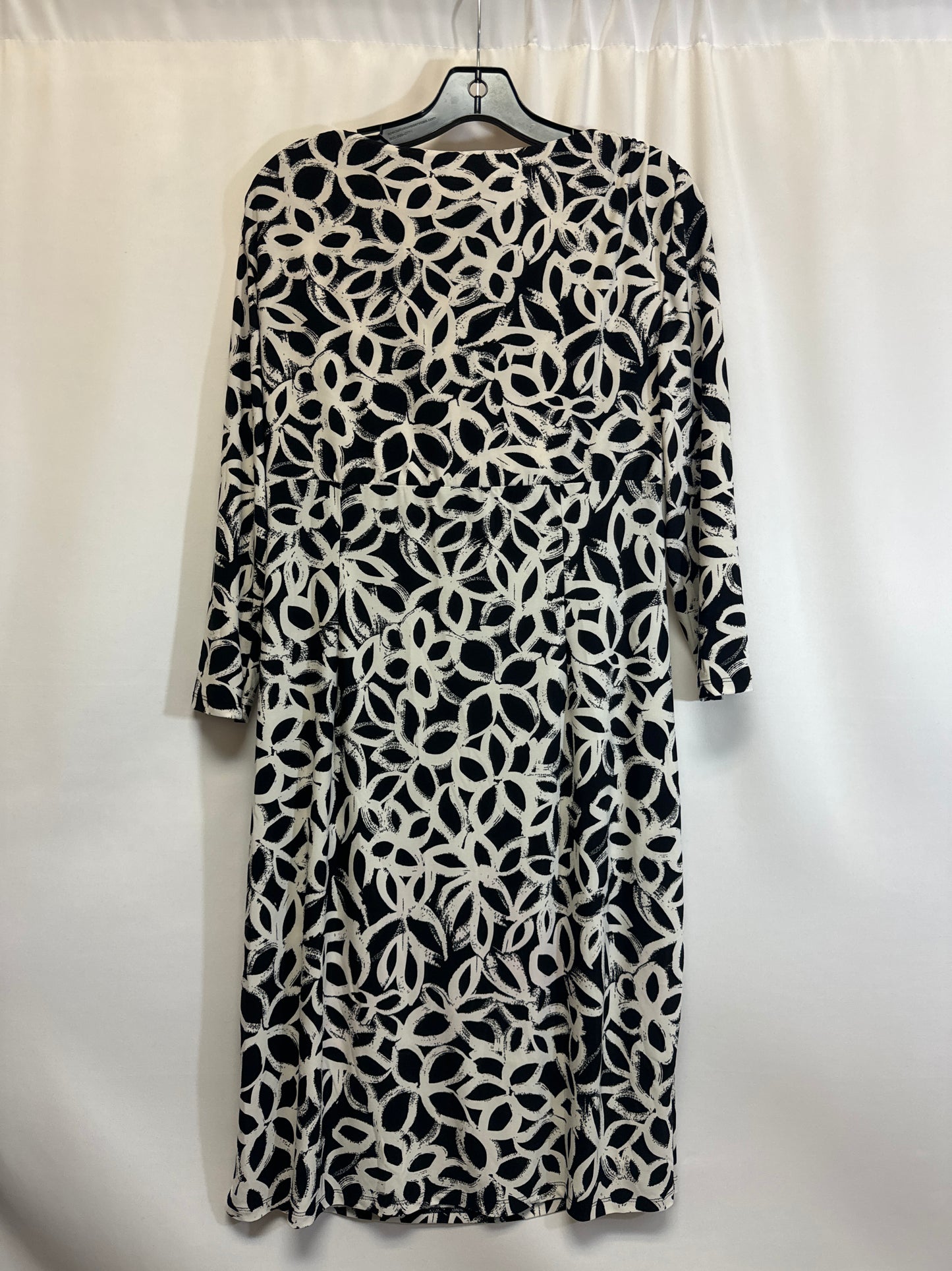 Black & White Dress Casual Midi Lauren By Ralph Lauren, Size L