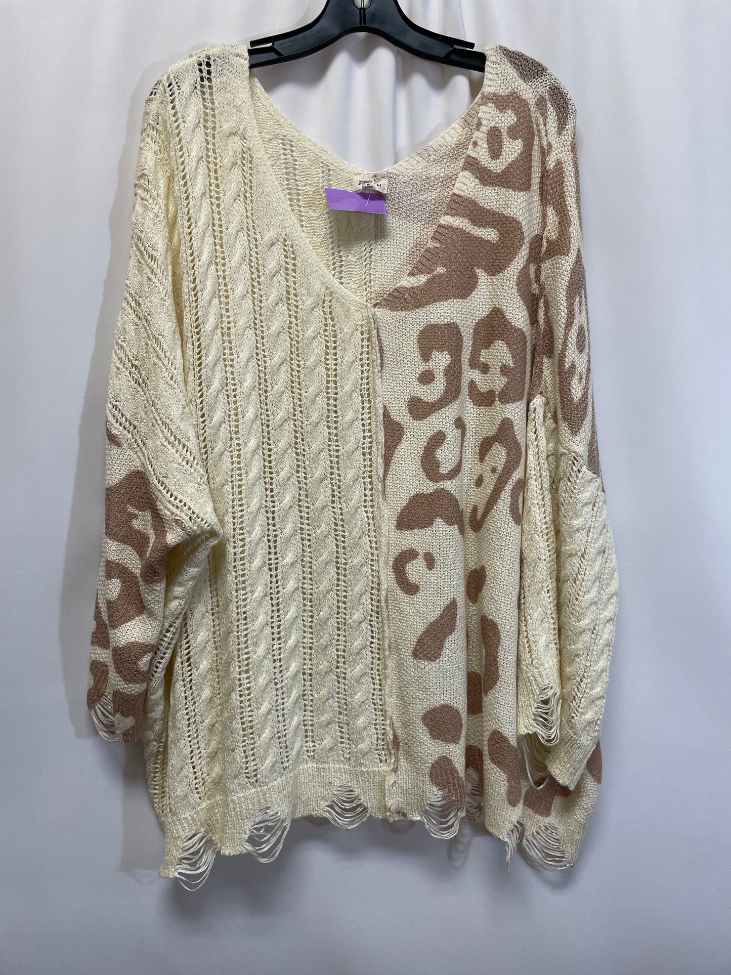 Beige Top Long Sleeve Pol, Size 2x