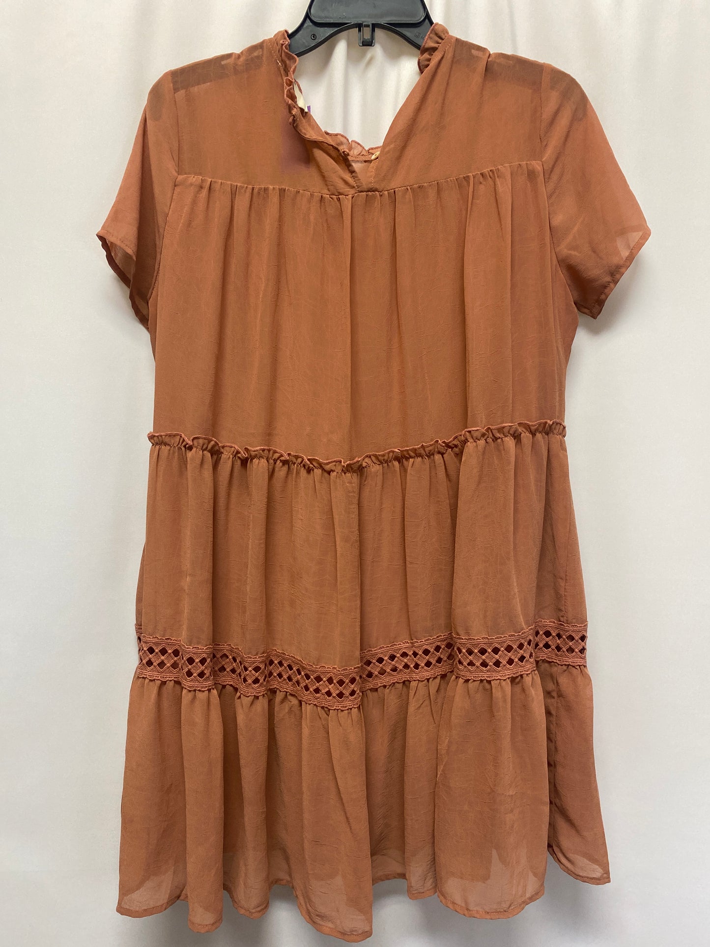 Brown Dress Casual Midi Entro, Size M