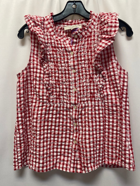 Red & White Top Sleeveless Loft, Size S