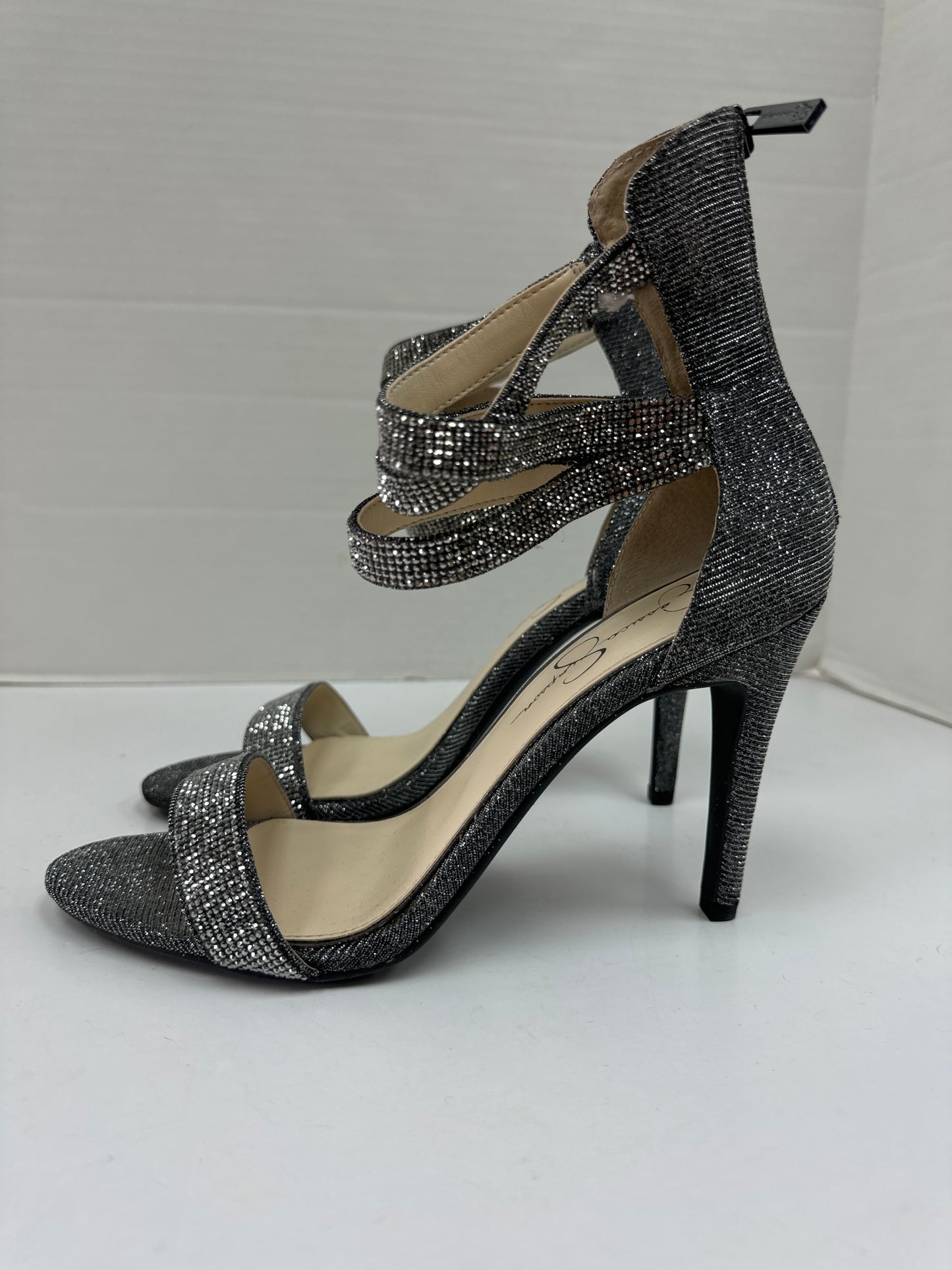 Silver Sandals Heels Stiletto Jessica Simpson, Size 10