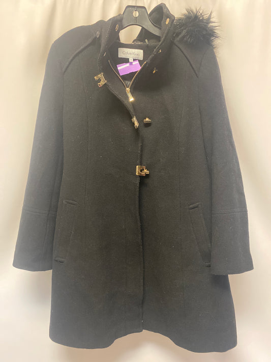 Black Coat Wool Calvin Klein, Size Xl