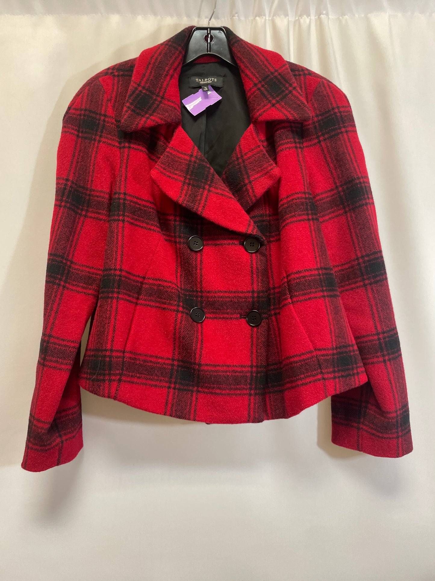 Black & Red Coat Peacoat Talbots, Size M