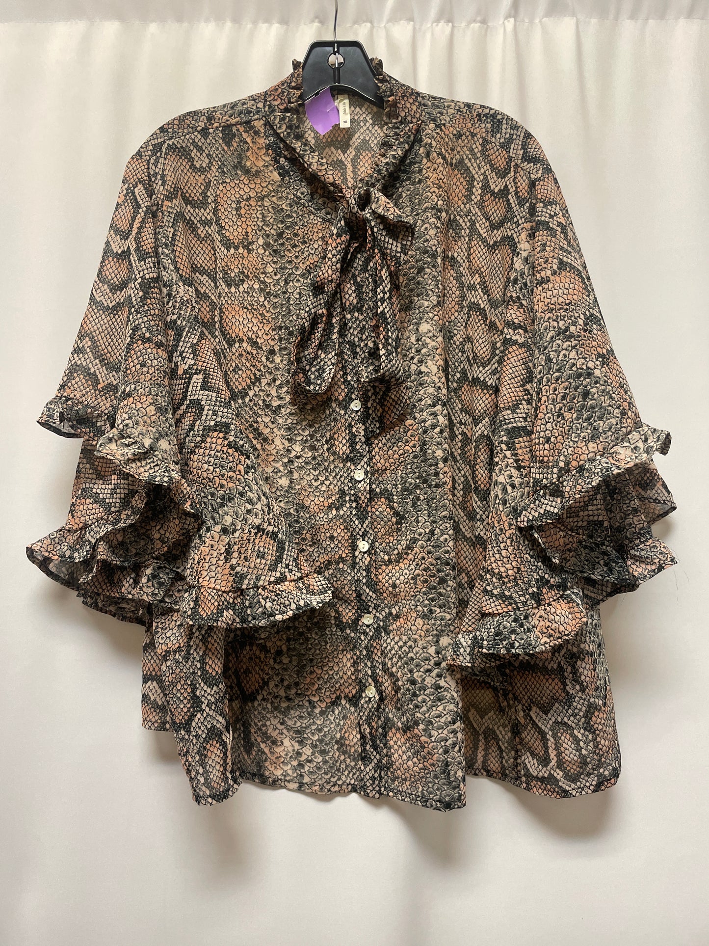 Snakeskin Print Top 3/4 Sleeve Truth, Size 3x