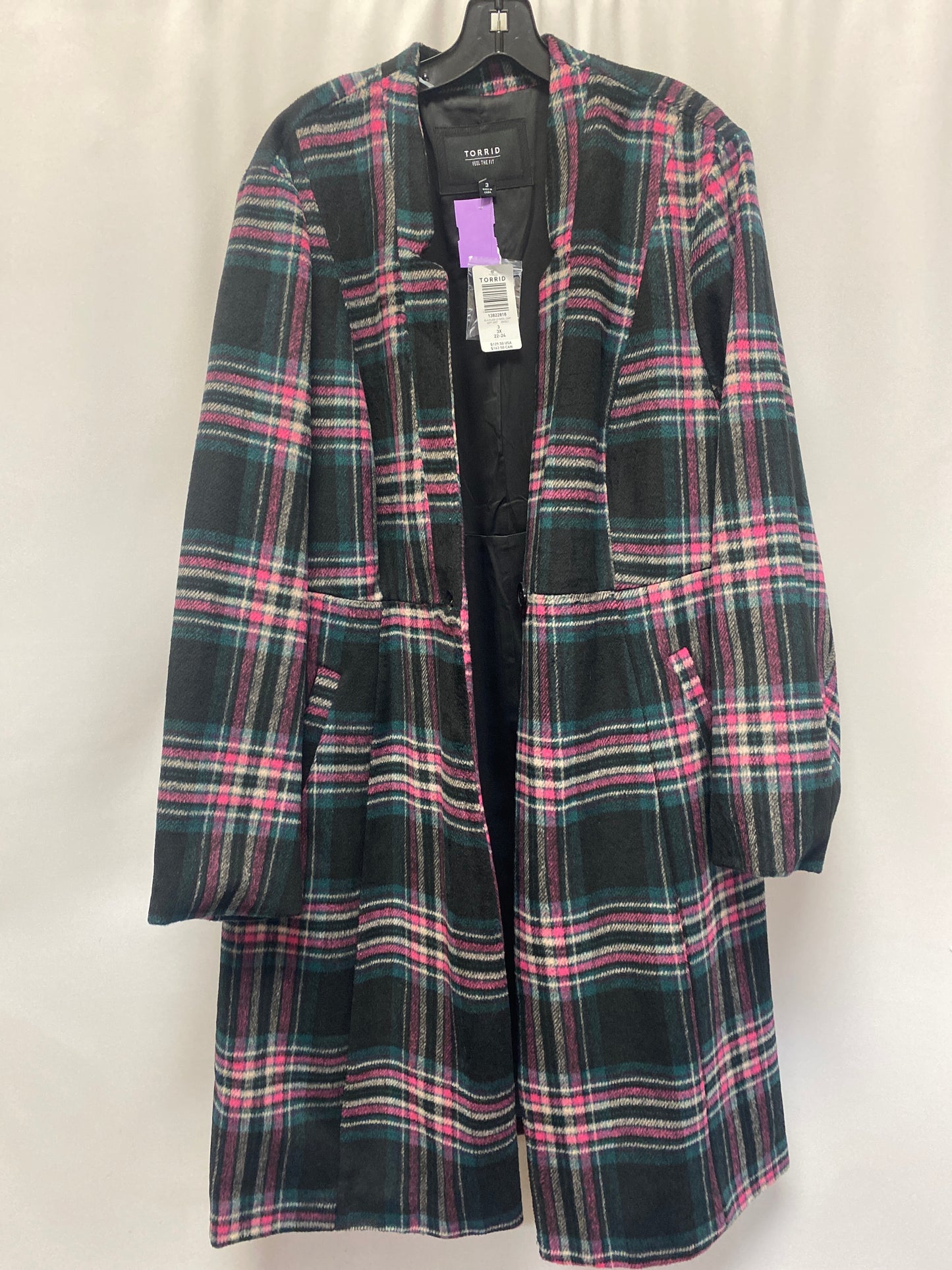 Green & Pink Coat Peacoat Torrid, Size 3x