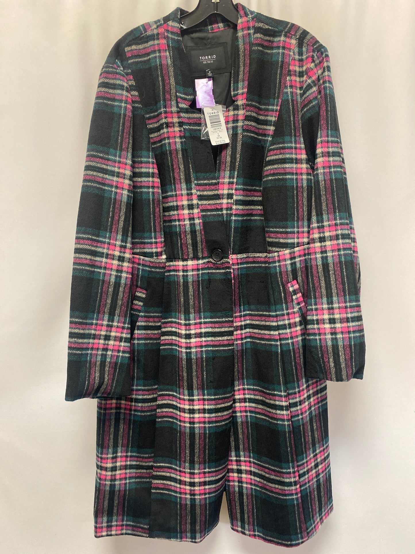 Green & Pink Coat Peacoat Torrid, Size 3x