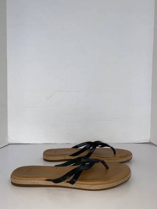 Black Sandals Flats Ugg, Size 9