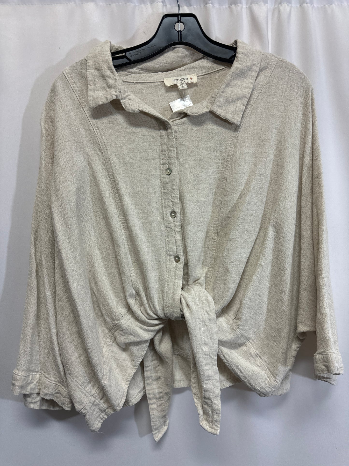 Top 3/4 Sleeve By Umgee In Beige, Size: 2x