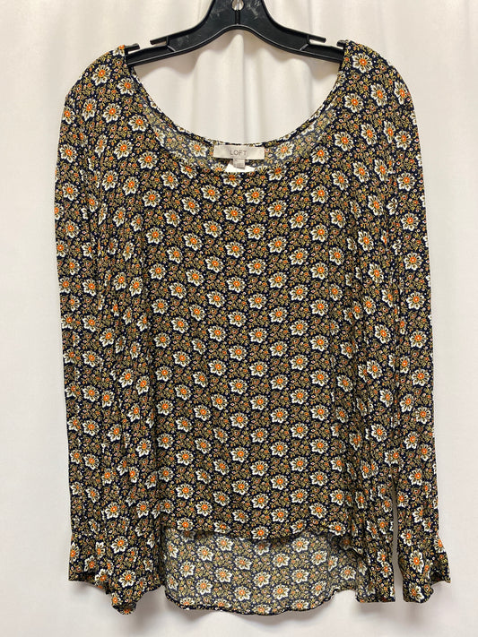 Blue & Yellow Top Long Sleeve Loft, Size Xl