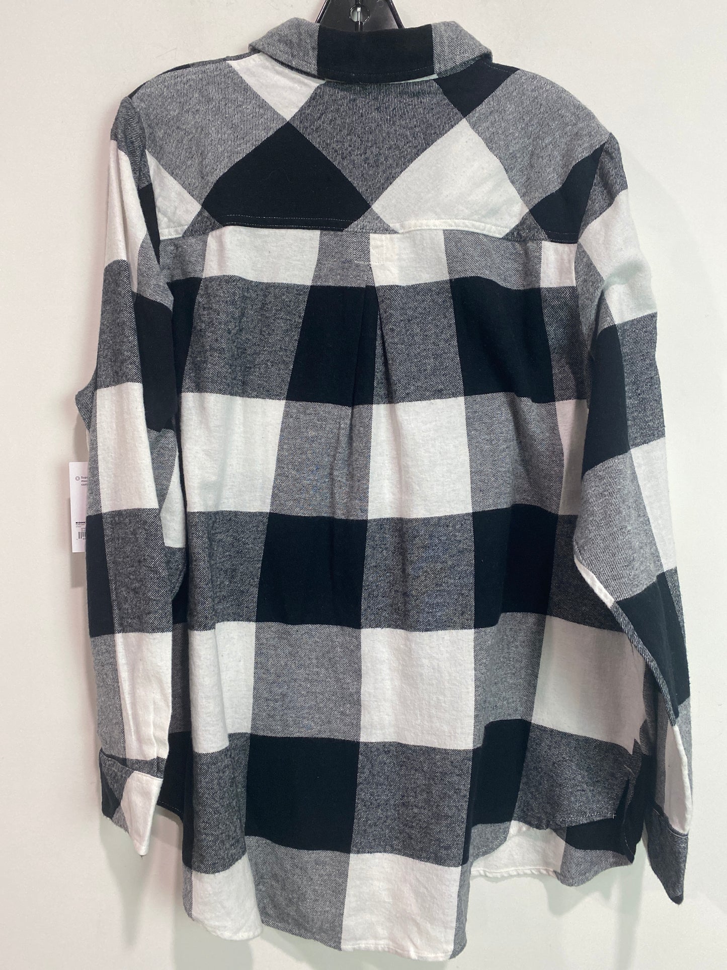 Top Long Sleeve By Sonoma In Black & White, Size: 1x