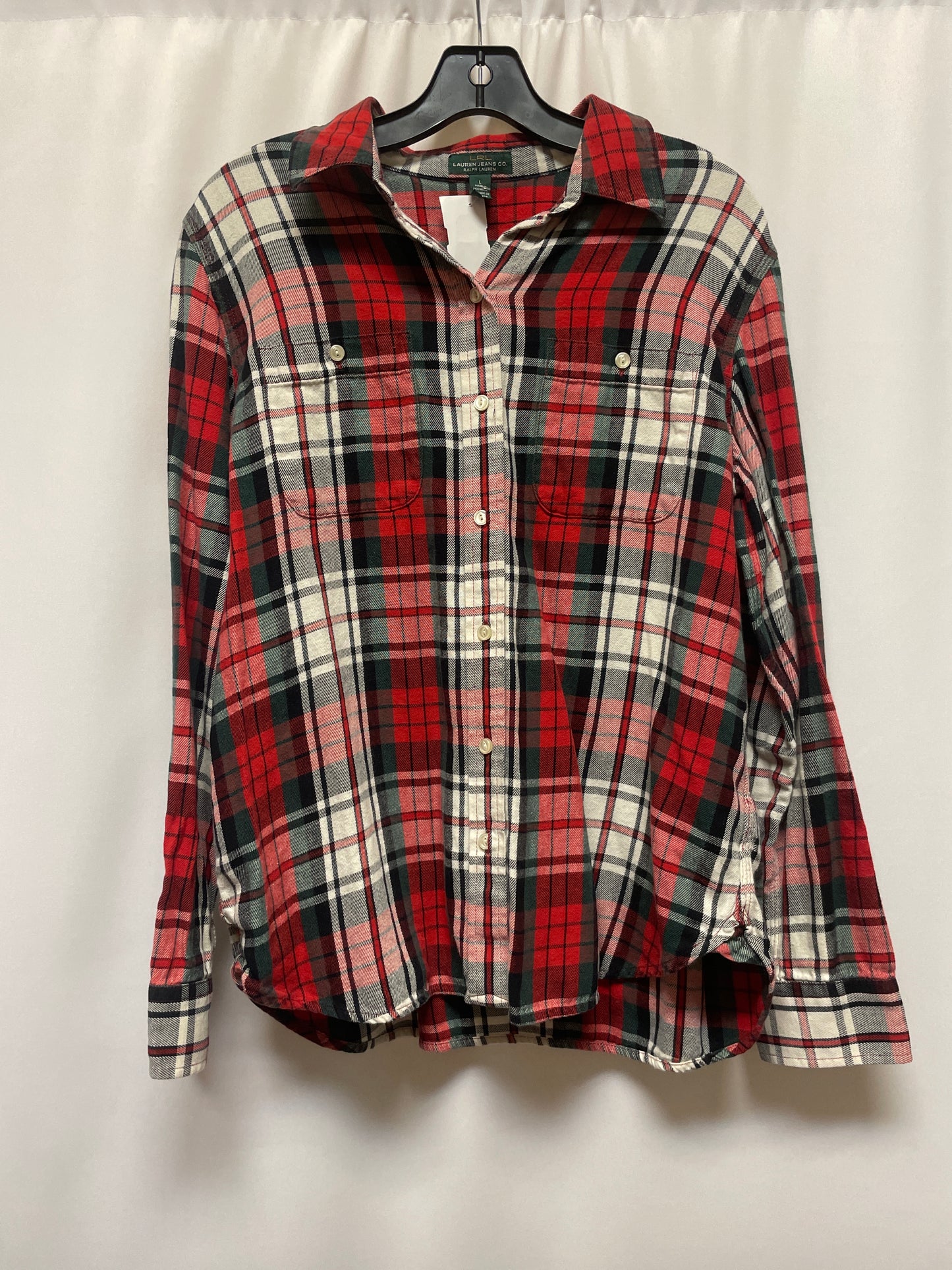 Top Long Sleeve By Lauren By Ralph Lauren In Red, Size: L