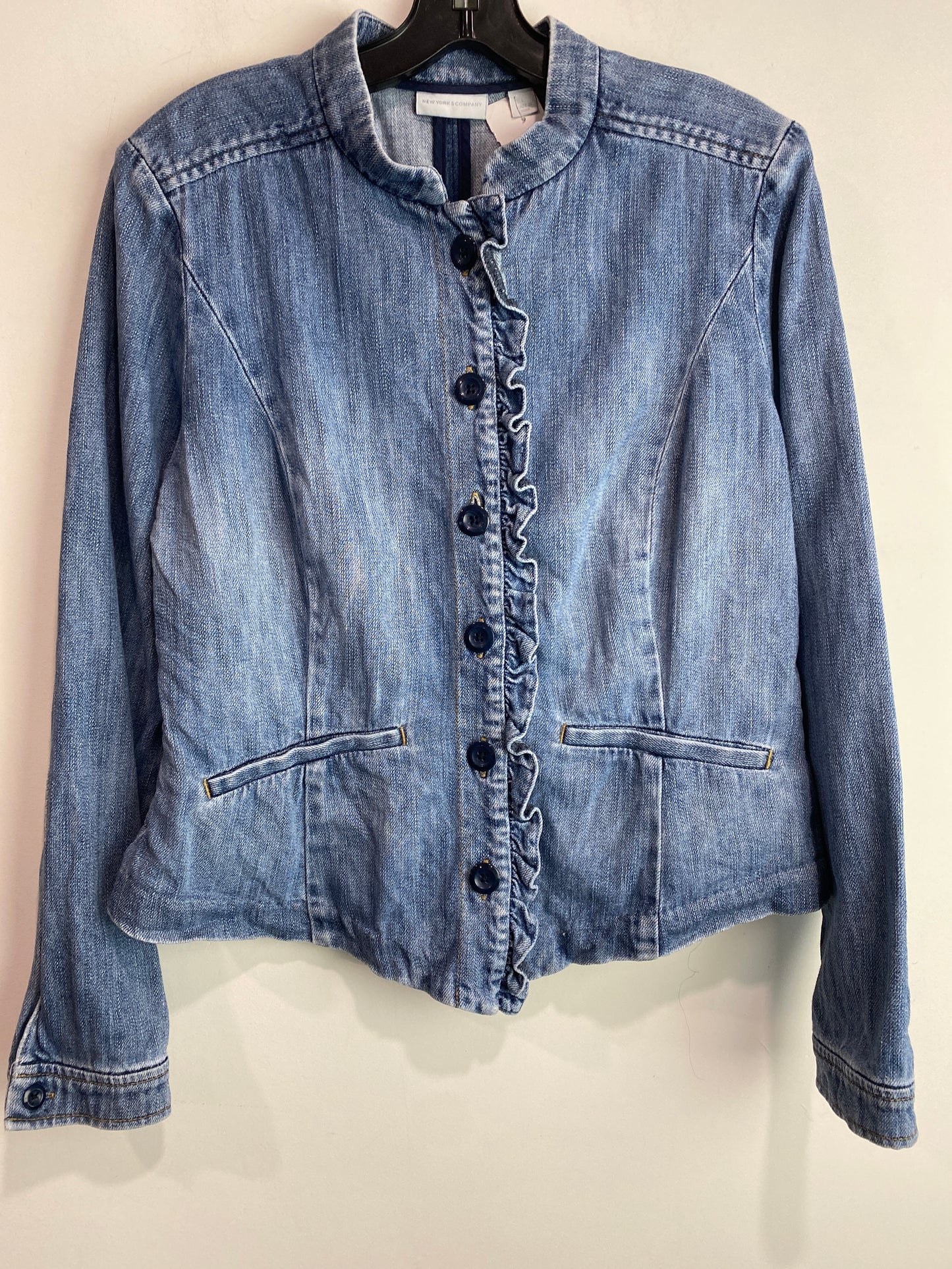 Top Long Sleeve By New York And Co In Blue Denim, Size: L