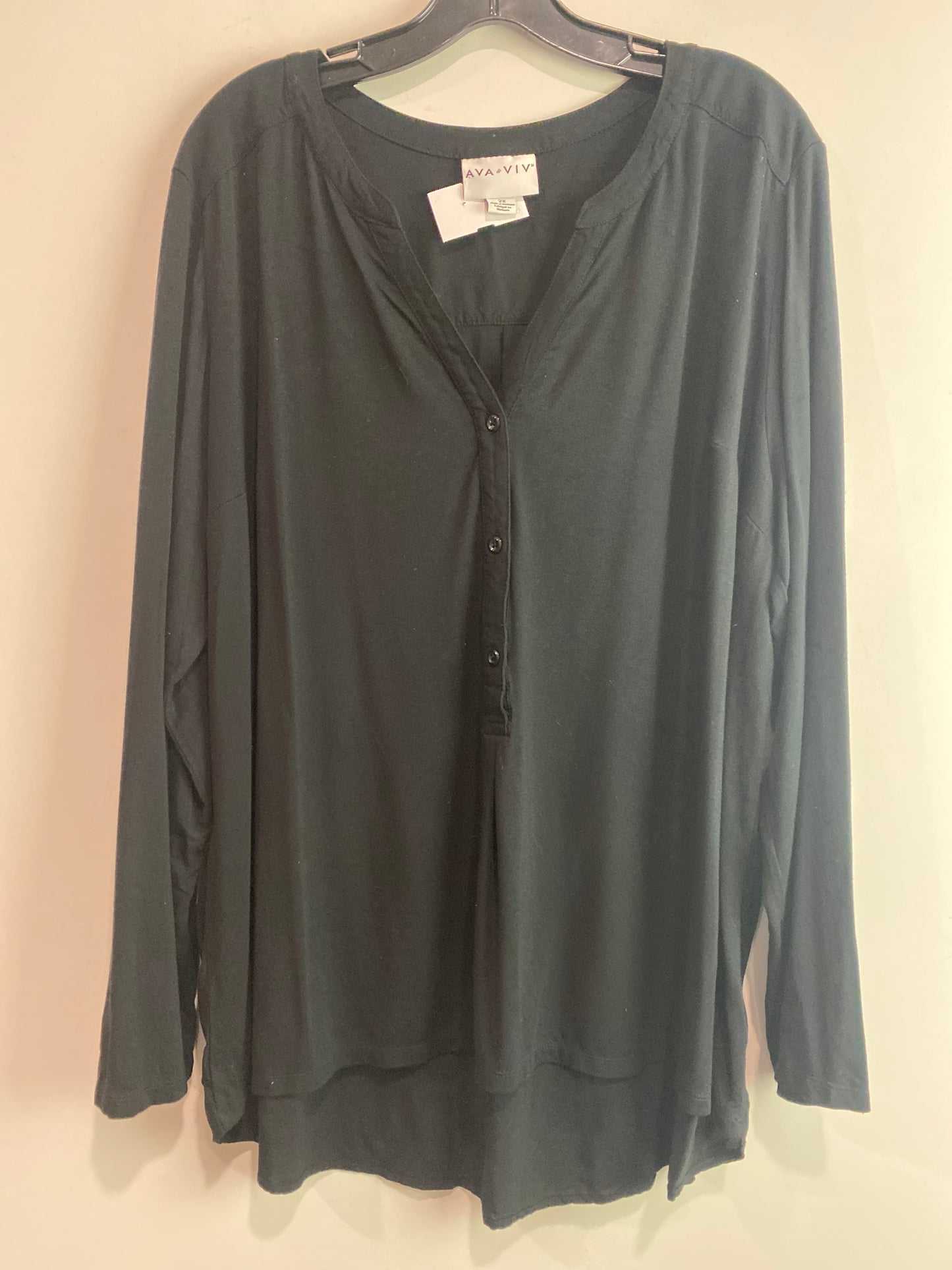 Top Long Sleeve By Ava & Viv In Black, Size: 2x