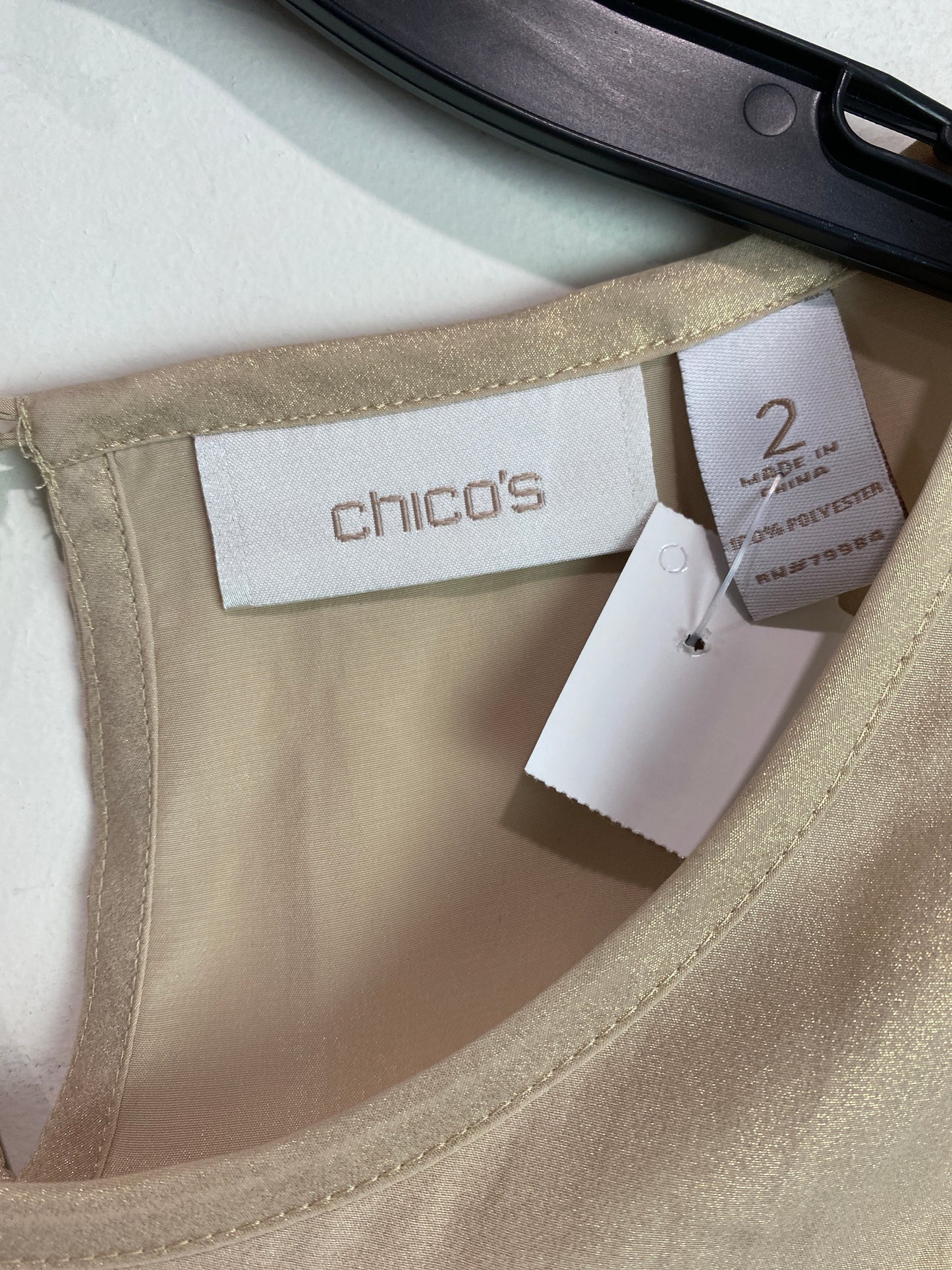 Top Short Sleeve By Chicos In Gold, Size: L