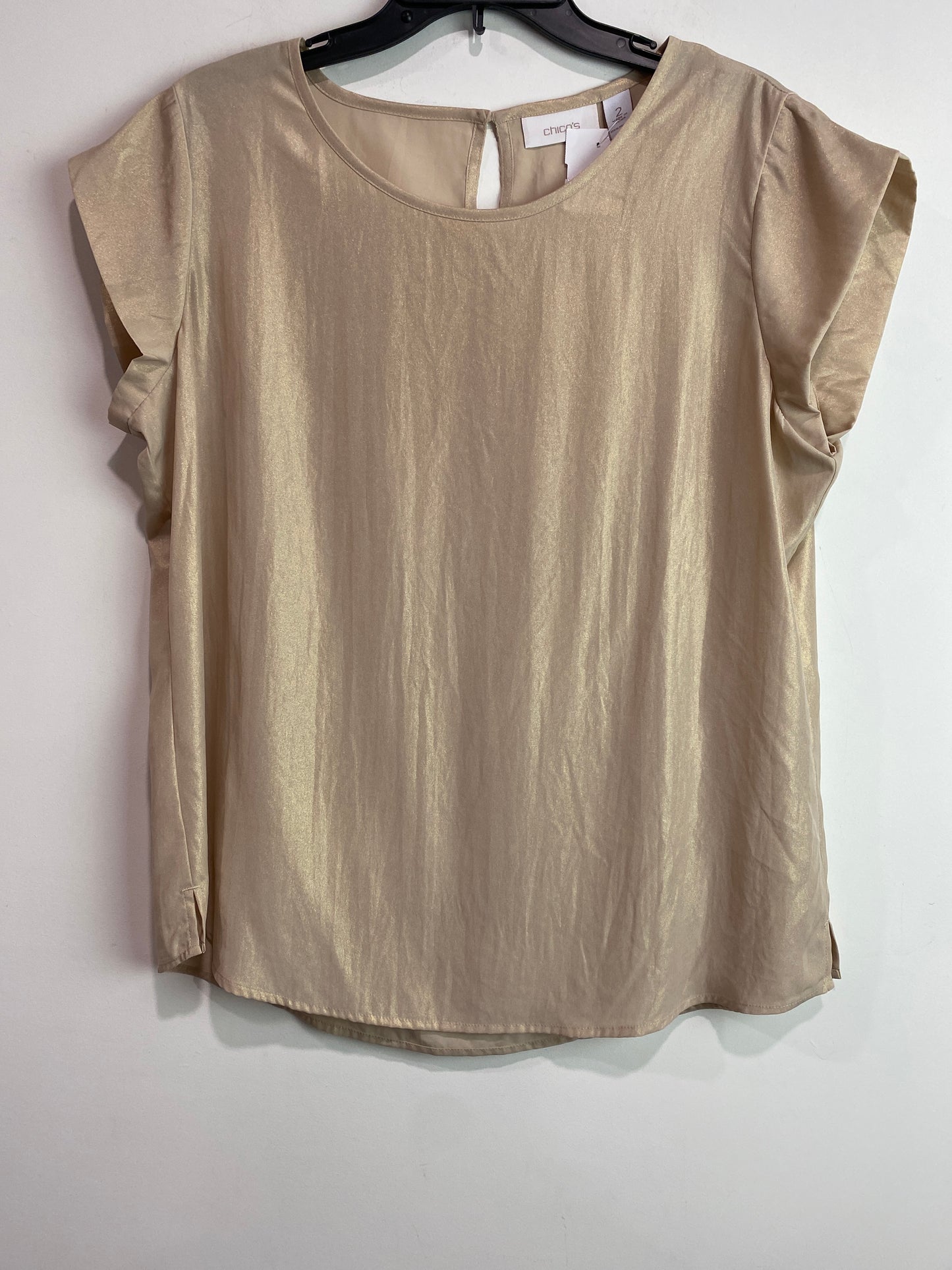 Top Short Sleeve By Chicos In Gold, Size: L