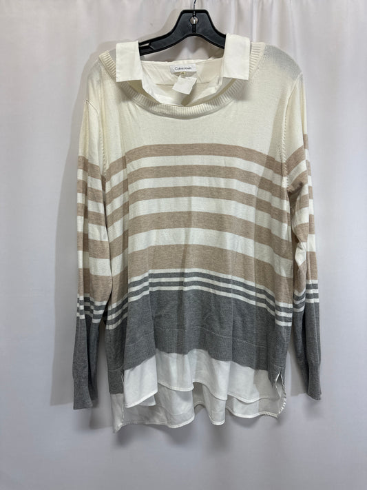 Top Long Sleeve By Calvin Klein In Beige, Size: 2x