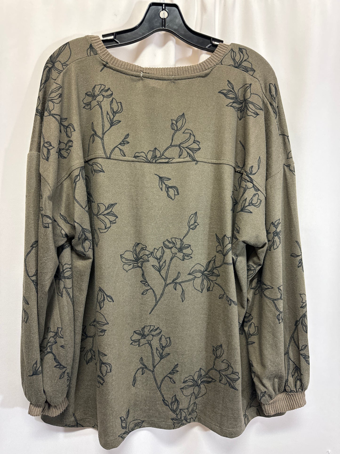 Top Long Sleeve By C And C In Green, Size: 2x