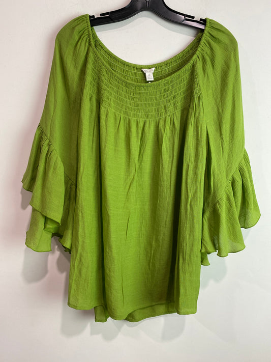 Top 3/4 Sleeve By Cato In Green, Size: Xl