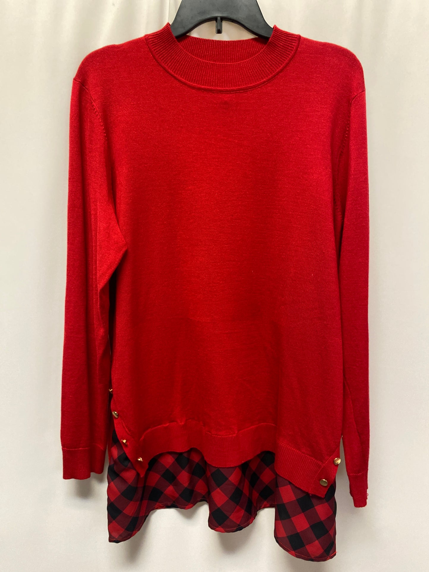 Top Long Sleeve By Kim Rogers In Red, Size: L