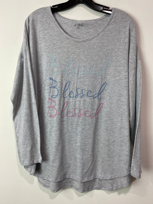 Top Long Sleeve By Wonderly In Grey, Size: 2x