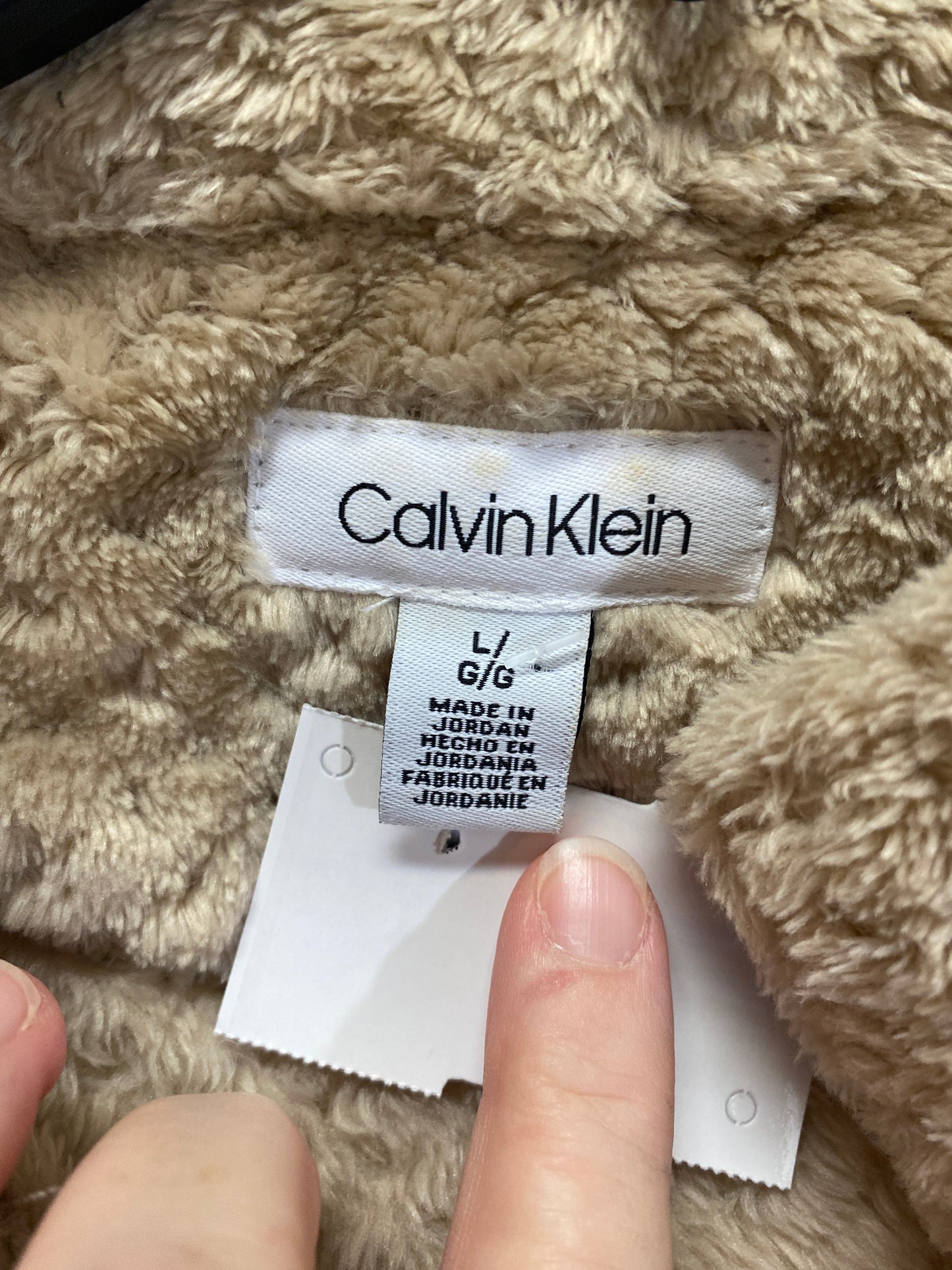 Vest Faux Fur & Sherpa By Calvin Klein In Beige, Size: L