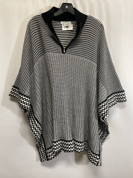 Poncho By Liz Claiborne In Black & White, Size: L