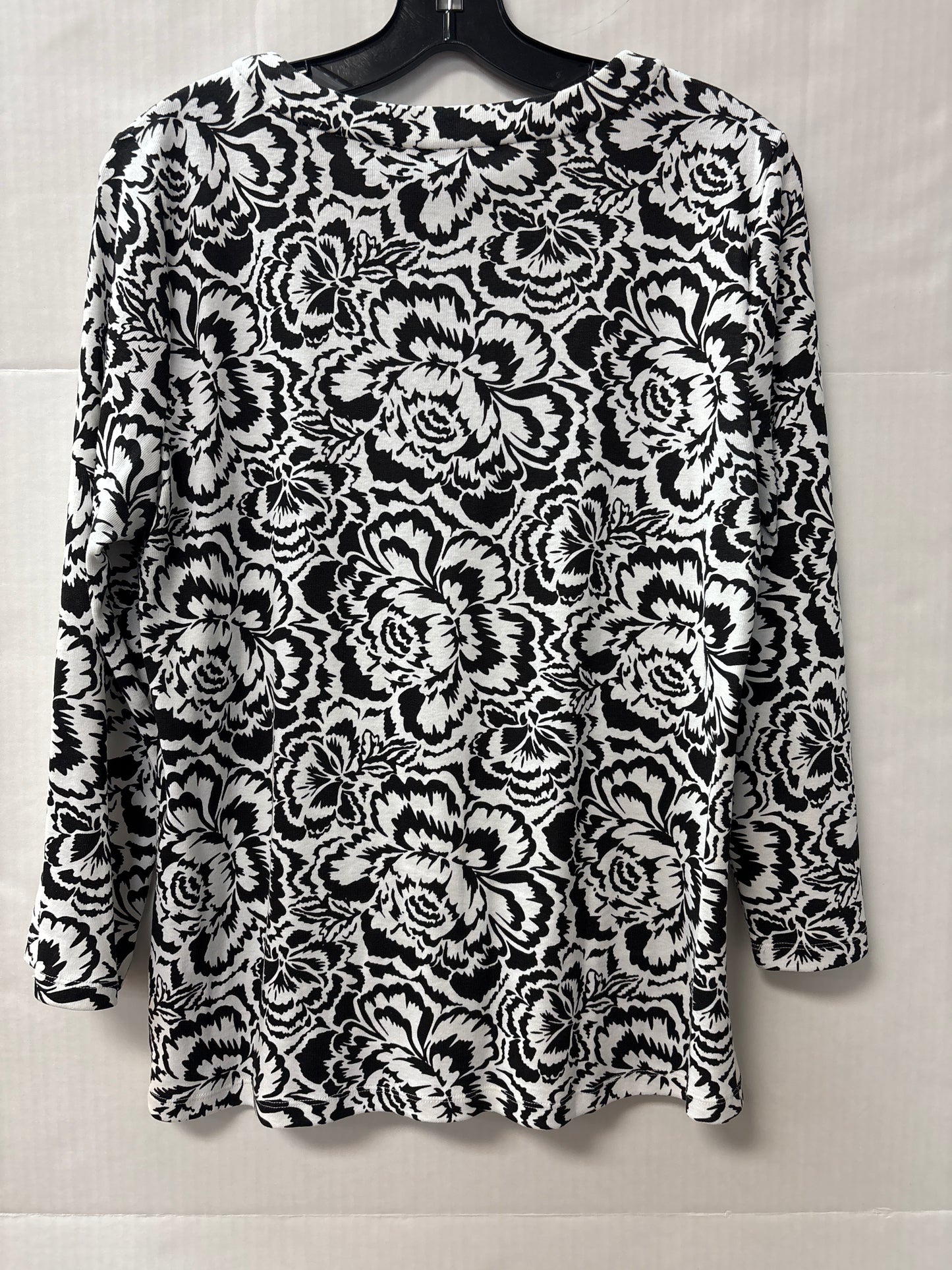 Top 3/4 Sleeve By Rafaella In Black & White, Size: L