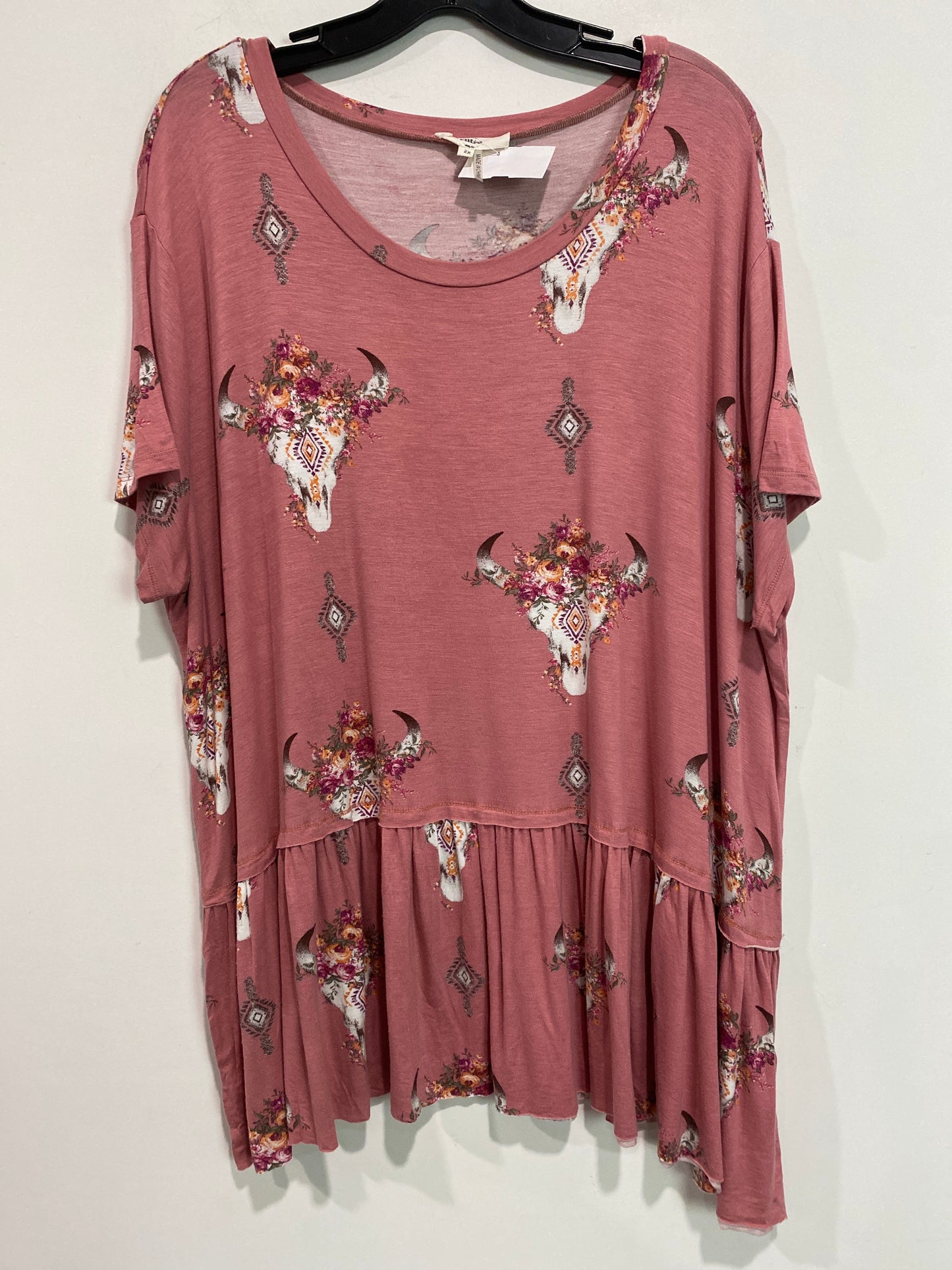 Top Short Sleeve By Entro In Pink, Size: 2x