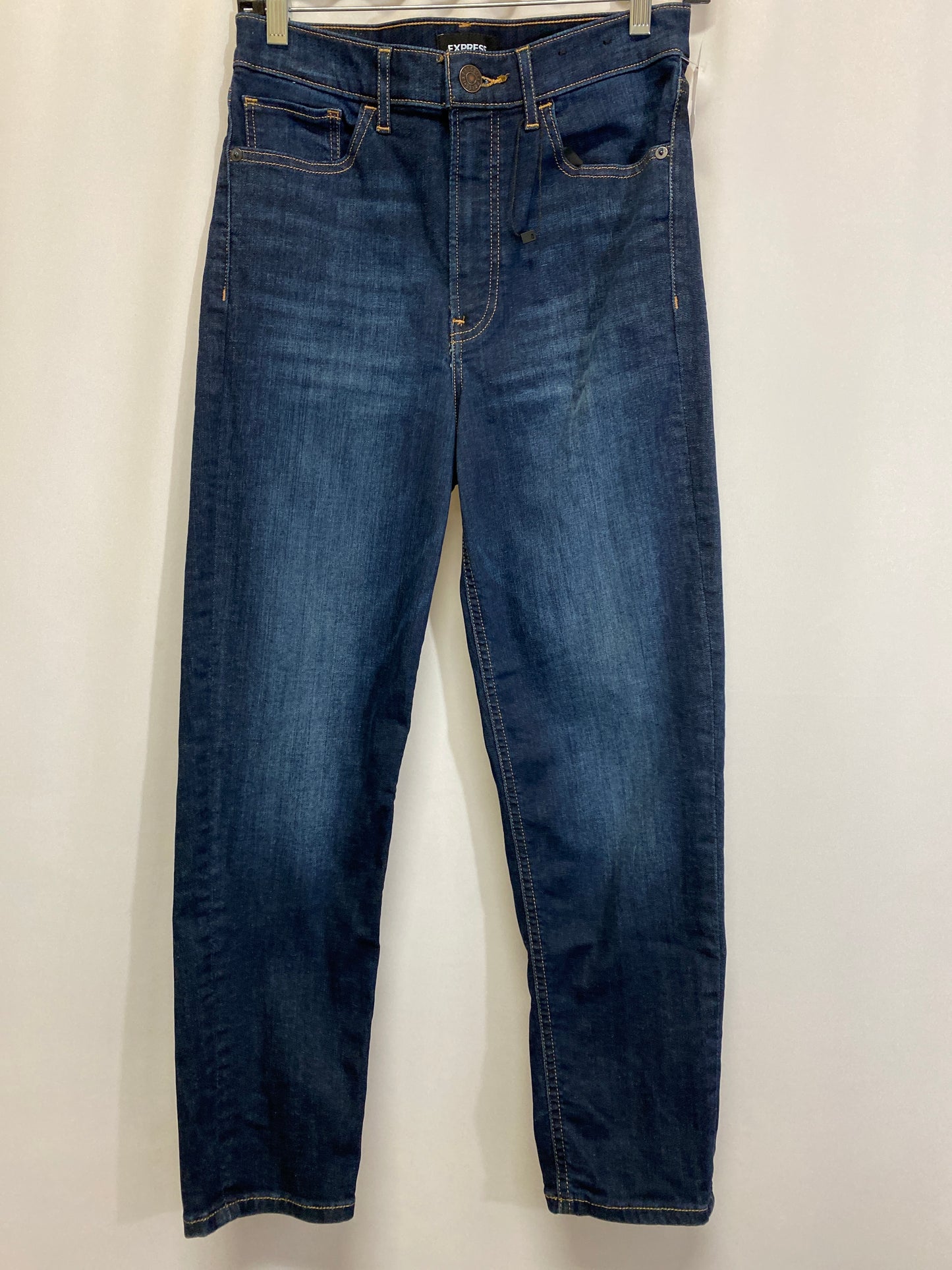 Jeans Straight By Express In Blue Denim, Size: 4