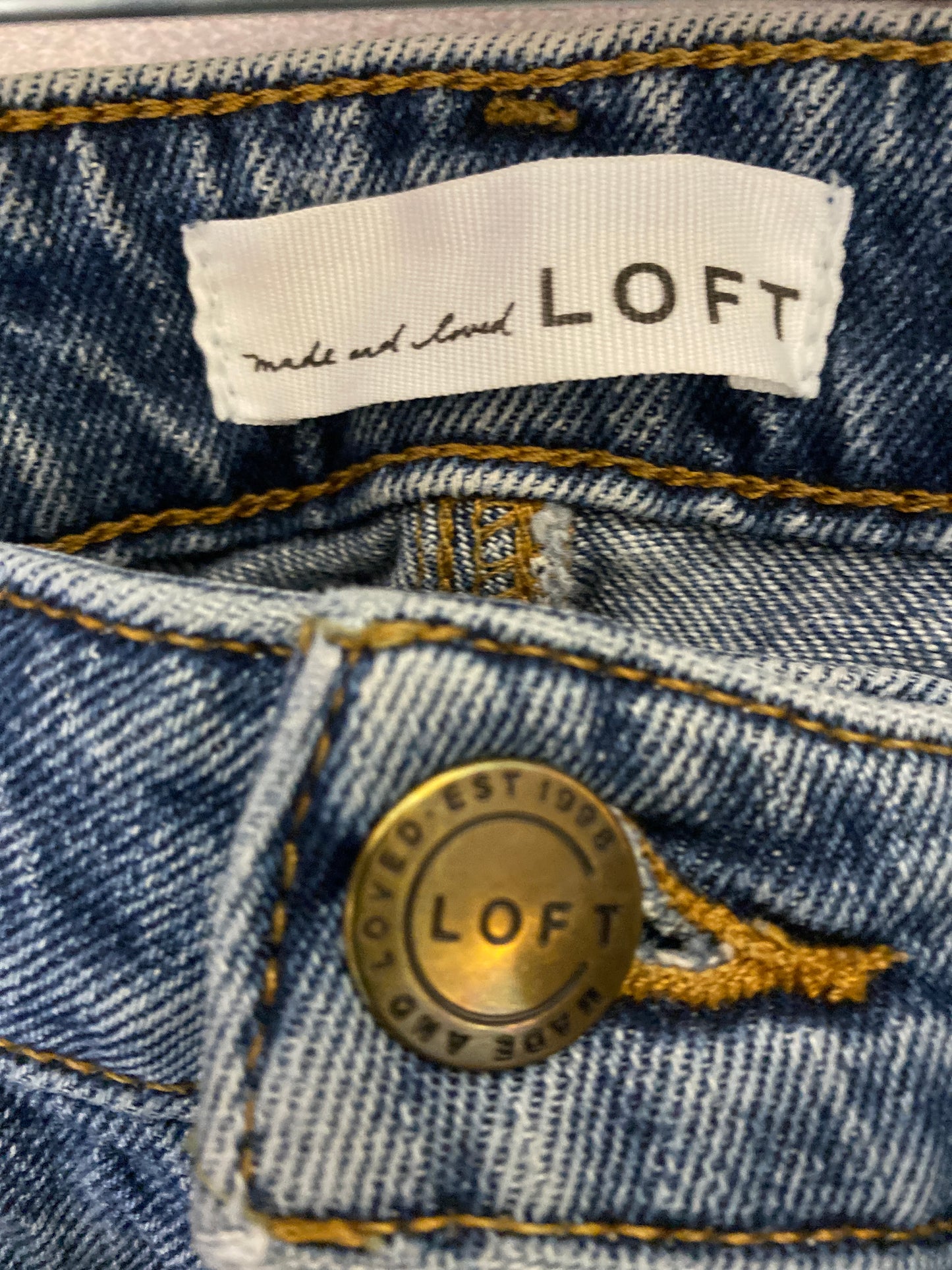 Jeans Straight By Loft In Blue Denim, Size: 2