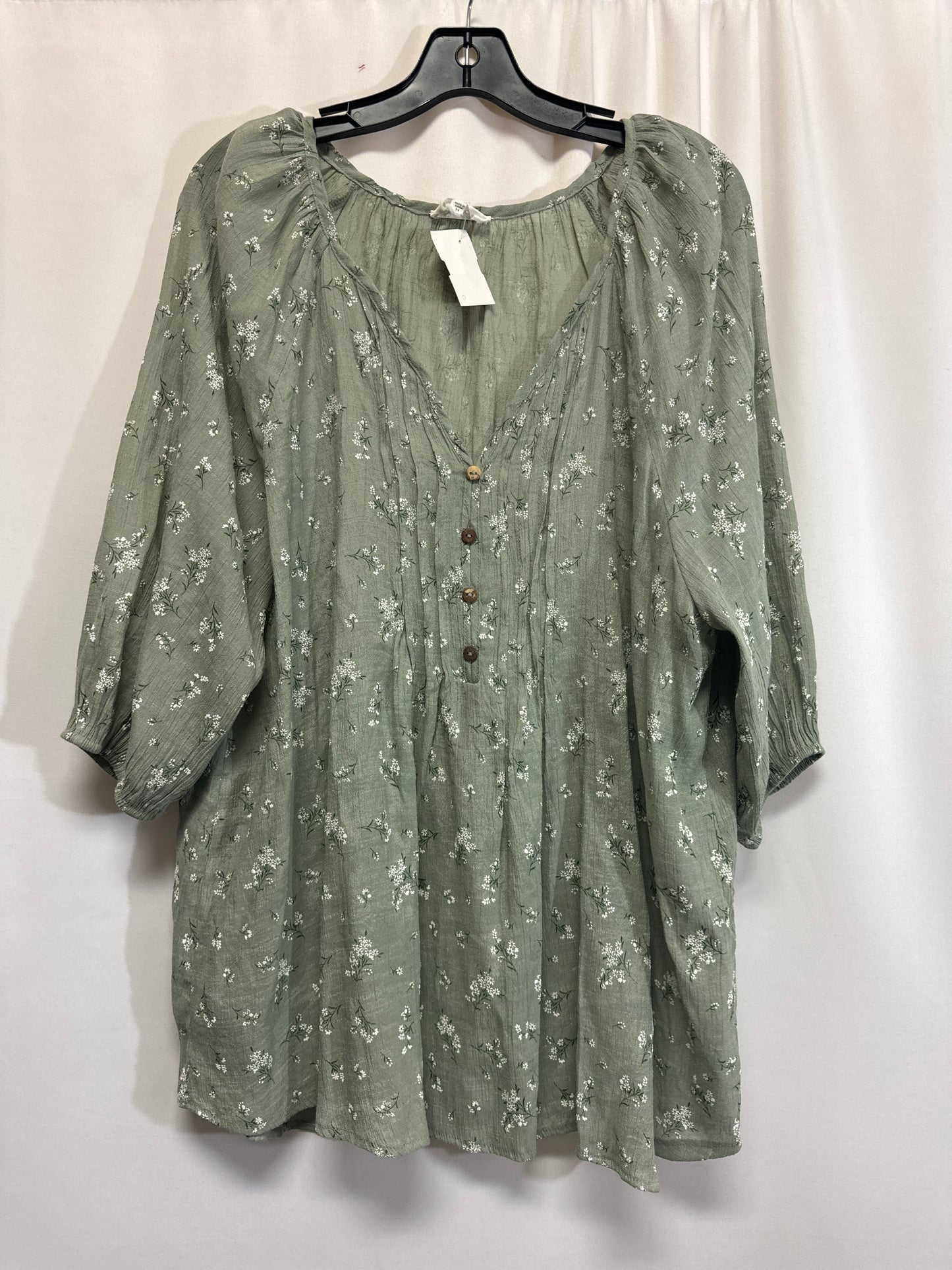 Top 3/4 Sleeve By Siren Lily In Green, Size: 3x