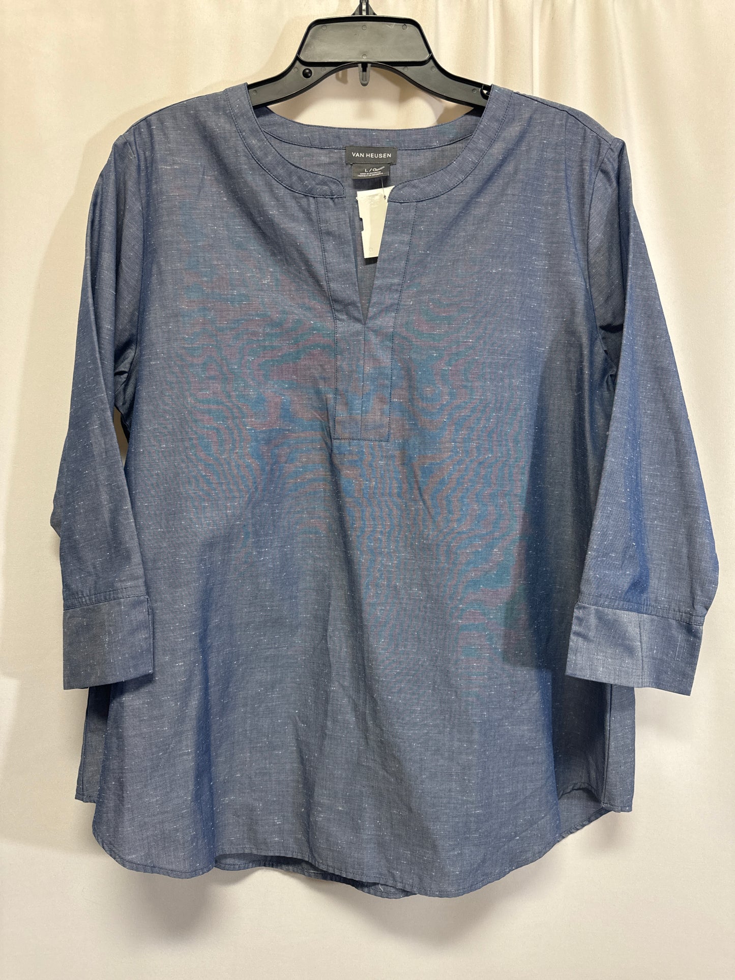 Top Long Sleeve By Van Heusen In Blue, Size: L