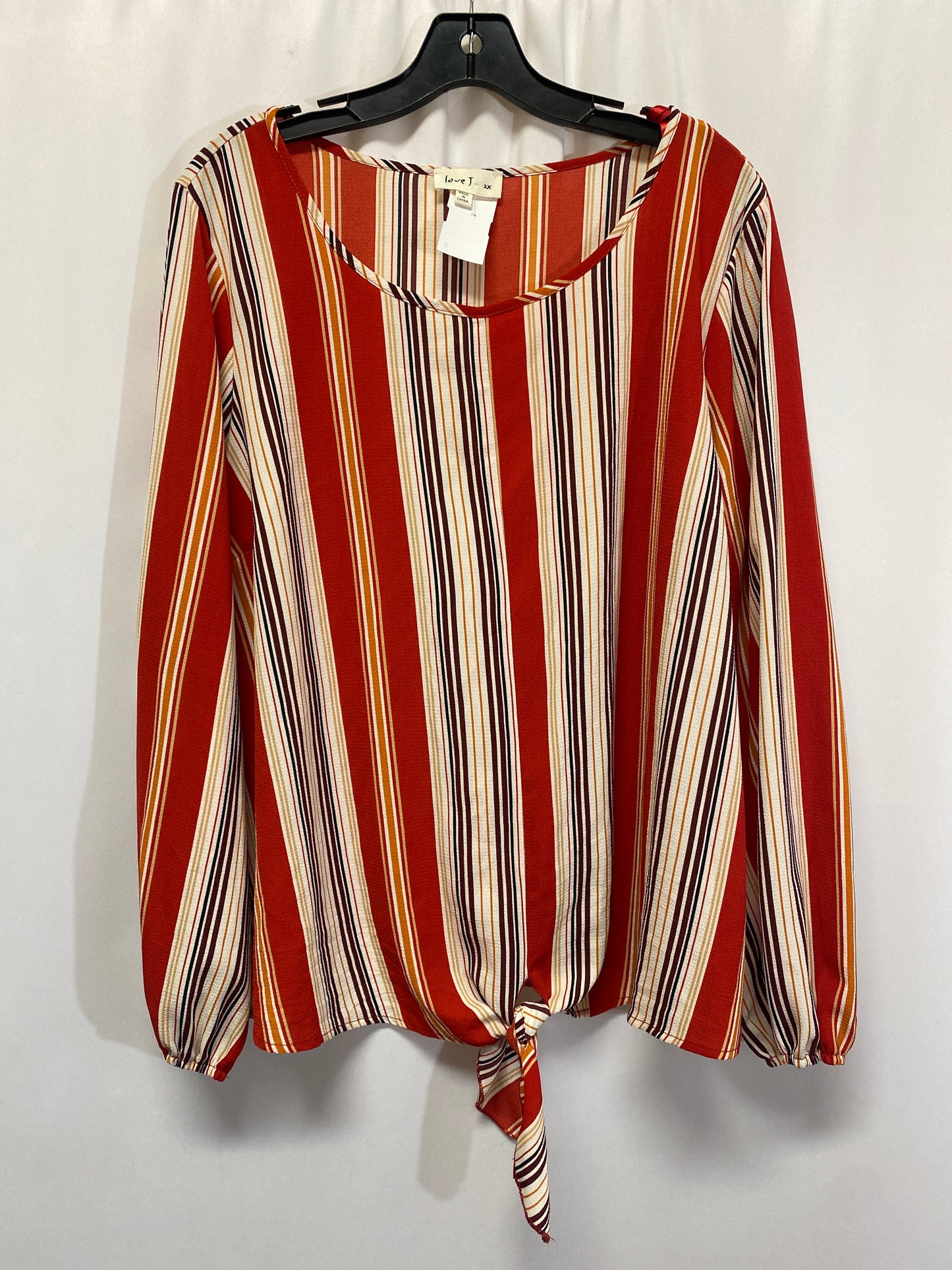 Top Long Sleeve By Love J In Red, Size: 2x