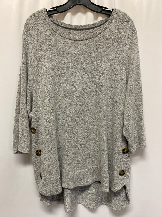 Top 3/4 Sleeve By Clothes Mentor In Grey, Size: 1x