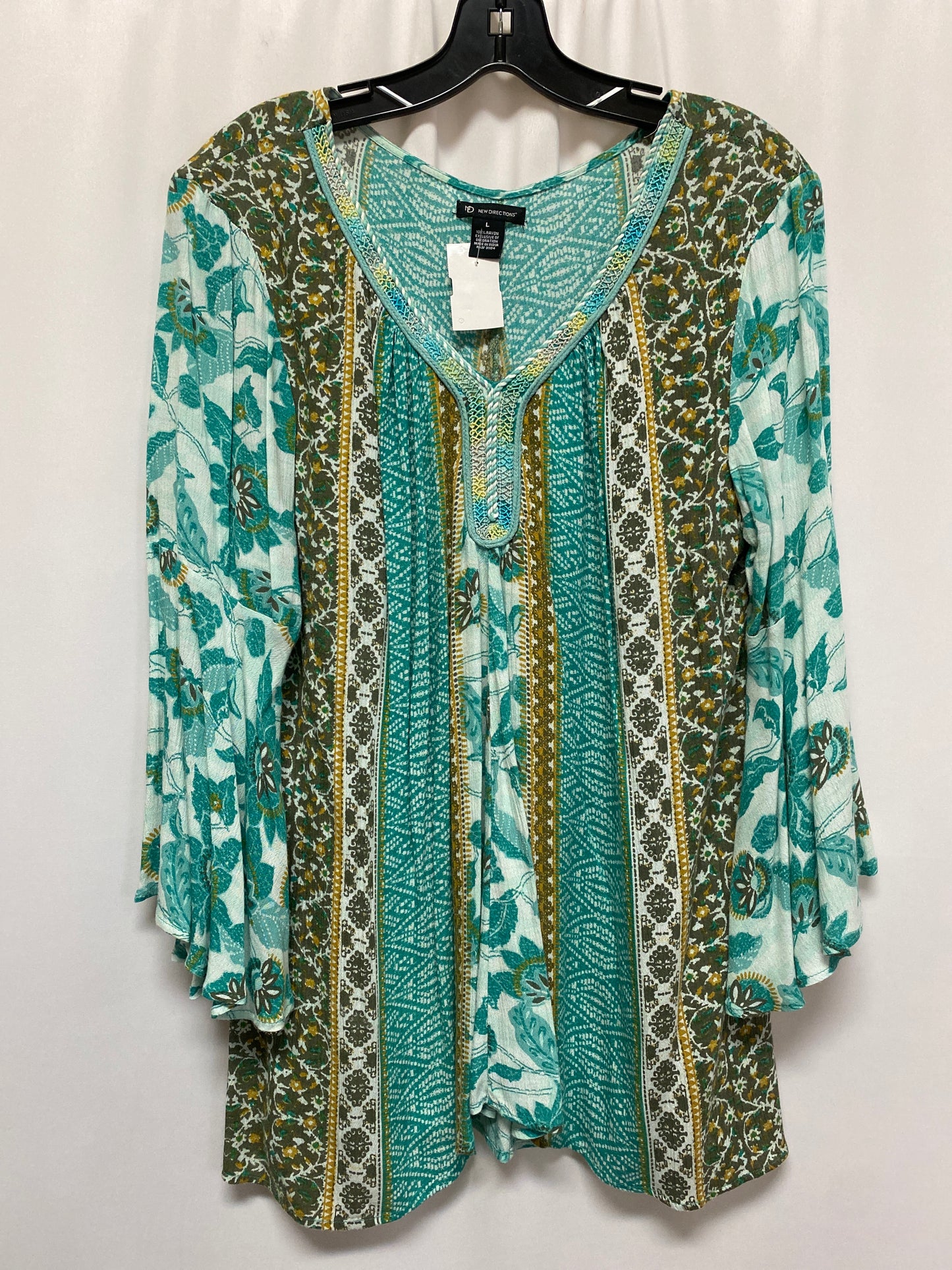 Top Long Sleeve By New Directions In Teal, Size: L