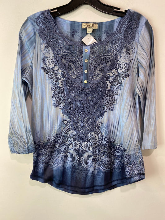 Top 3/4 Sleeve By One World In Blue, Size: S