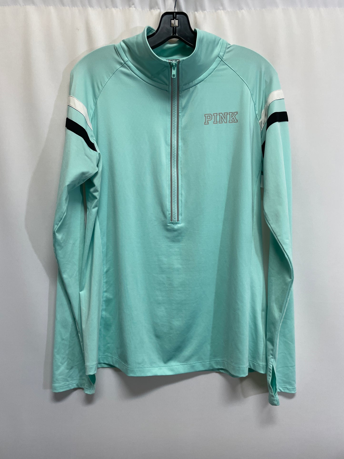 Athletic Top Long Sleeve Collar By Pink In Teal, Size: L