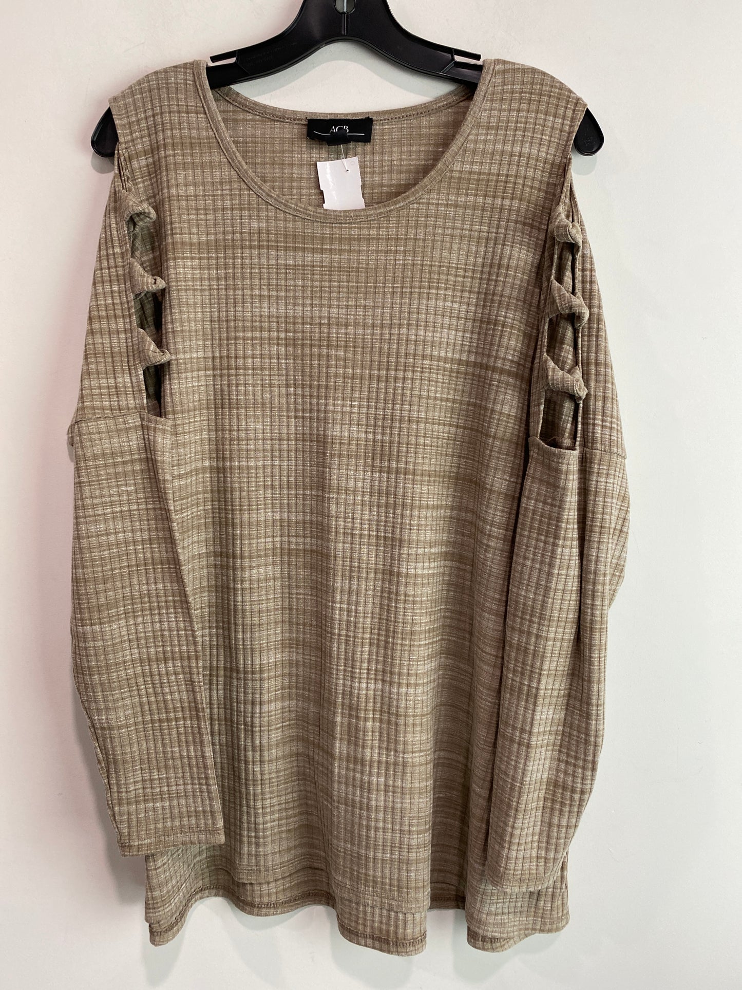 Top Long Sleeve By Agb In Beige, Size: 1x