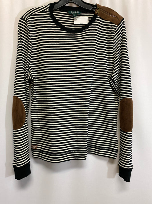 Top Long Sleeve By Lauren By Ralph Lauren In Black & White, Size: Xl