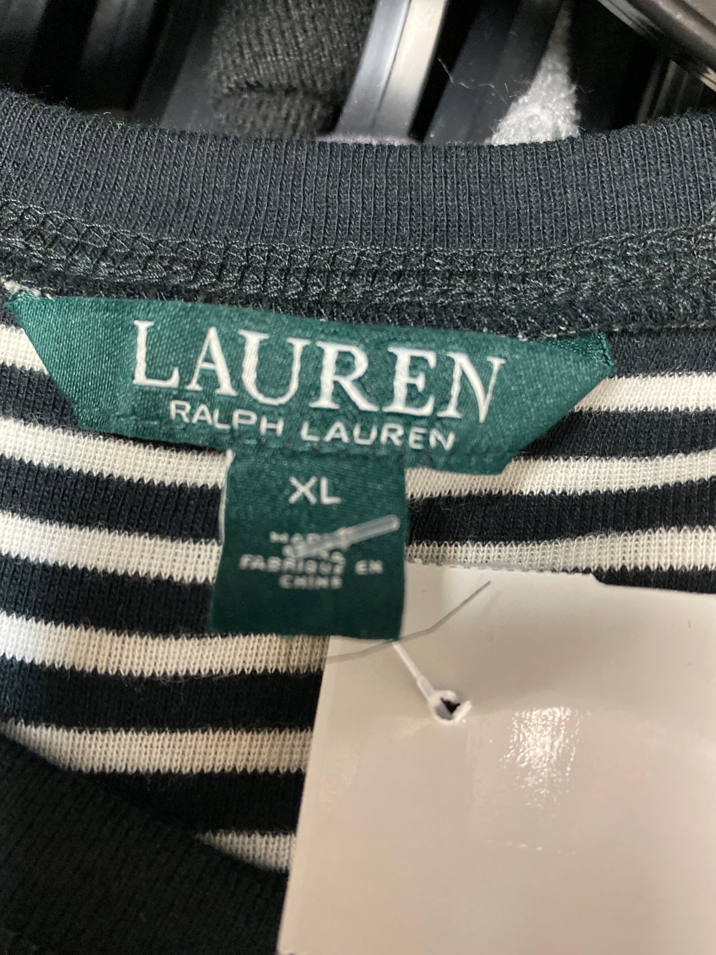 Top Long Sleeve By Lauren By Ralph Lauren In Black & White, Size: Xl