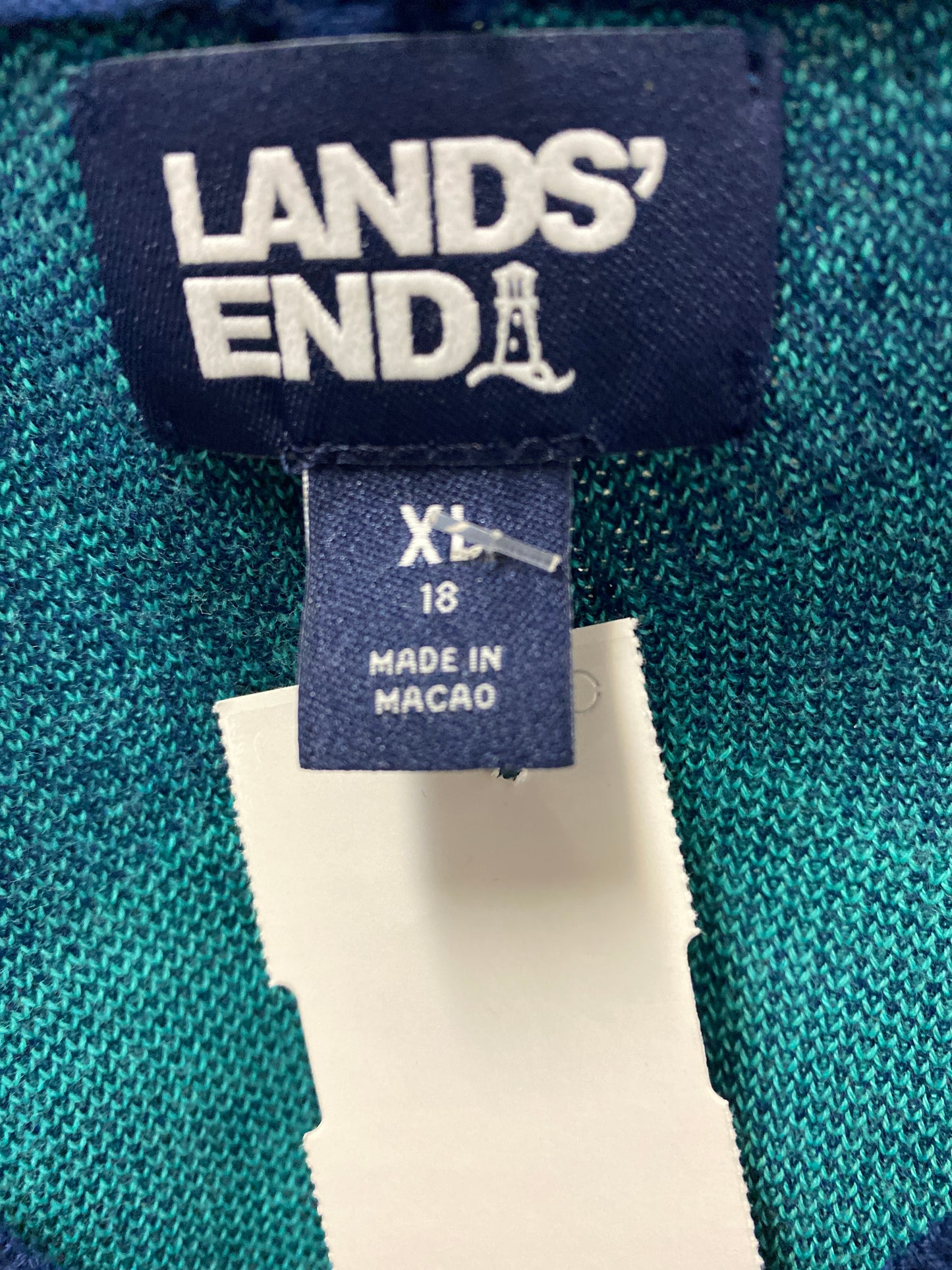 Sweater By Lands End In Blue & Green, Size: Xl