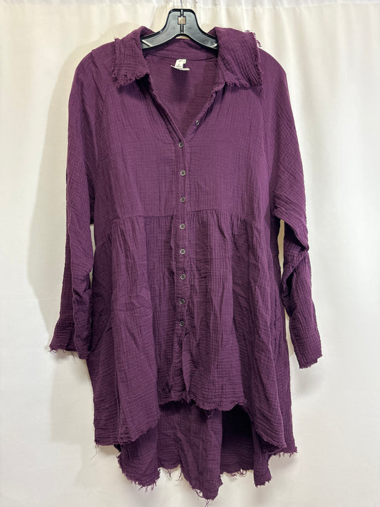 Tunic Long Sleeve By Zenana Outfitters In Purple, Size: L