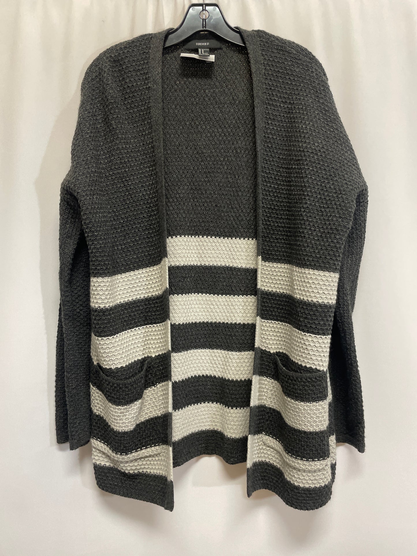 Sweater Cardigan By Forever 21 In Grey, Size: M