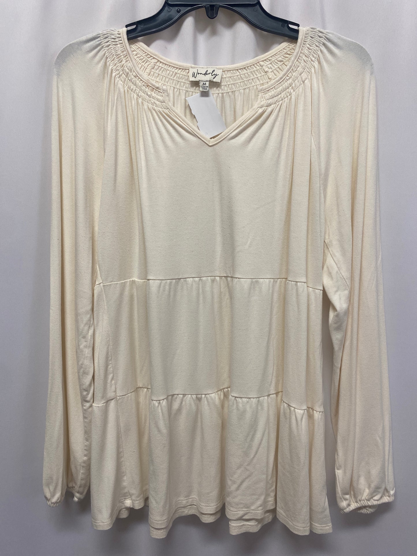 Top Long Sleeve By Wonderly In Cream, Size: M