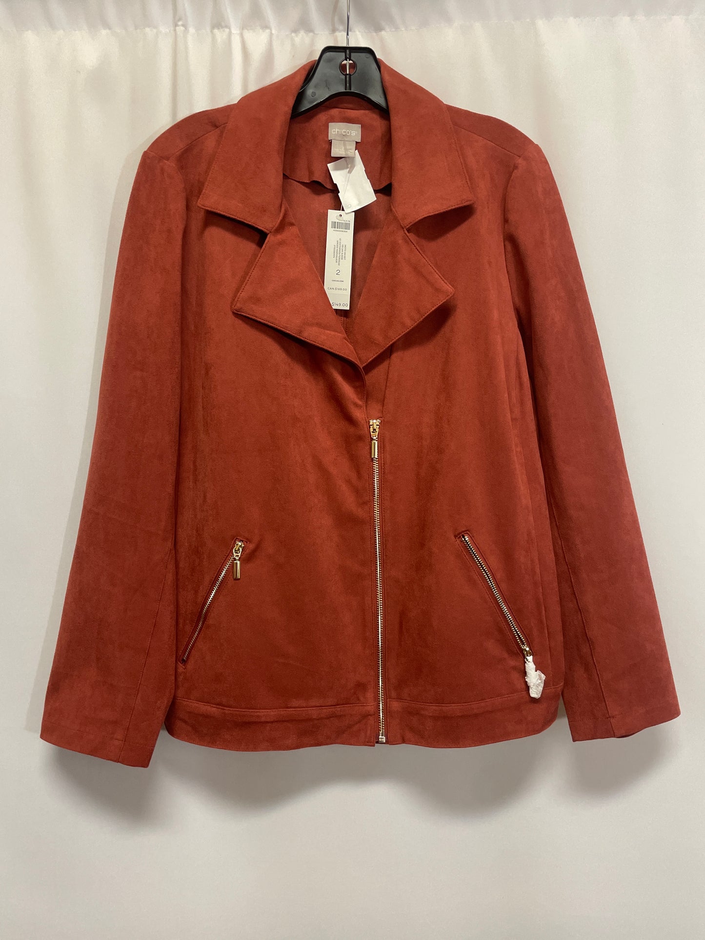 Jacket Moto By Chicos In Brown, Size: L