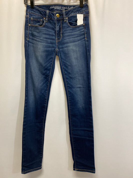 Jeans Straight By American Eagle In Blue Denim, Size: 2