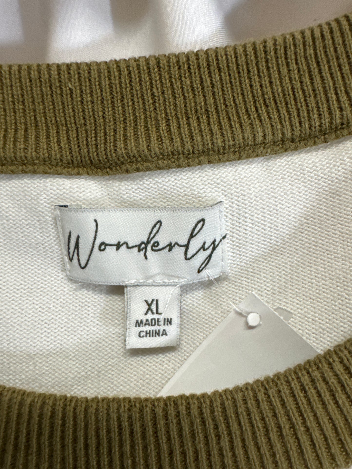 Top 3/4 Sleeve By Wonderly In Green & White, Size: Xl