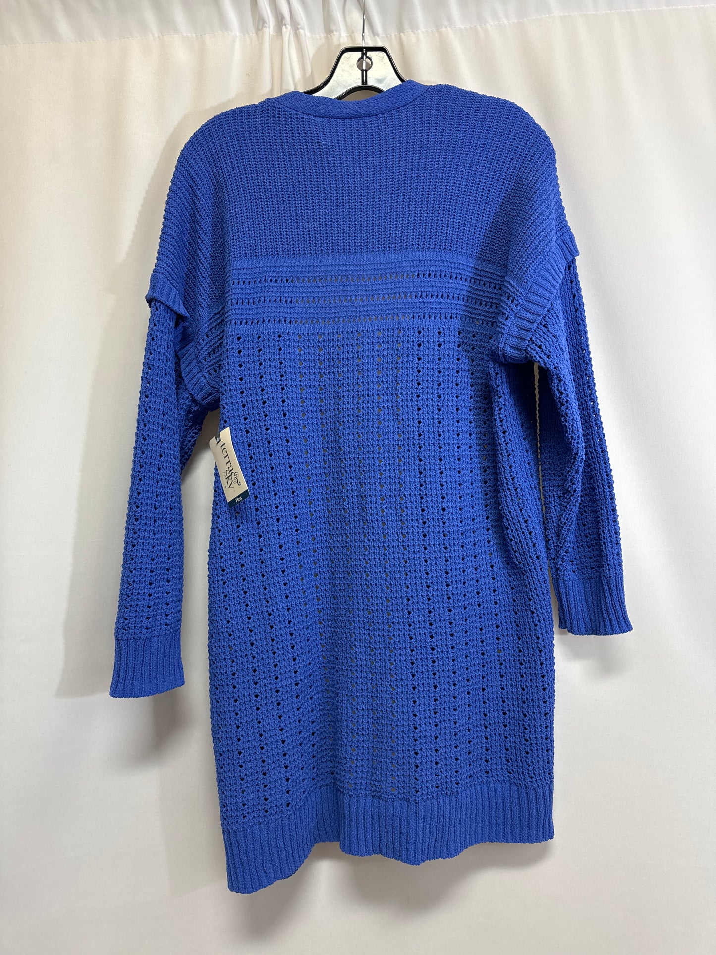 Sweater Cardigan By Terra & Sky In Blue, Size: Xxl